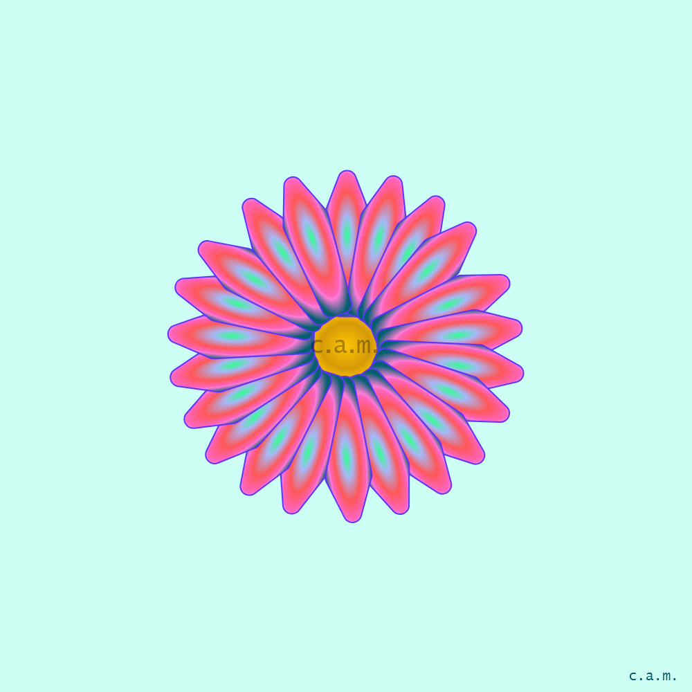 radial flower on mint background