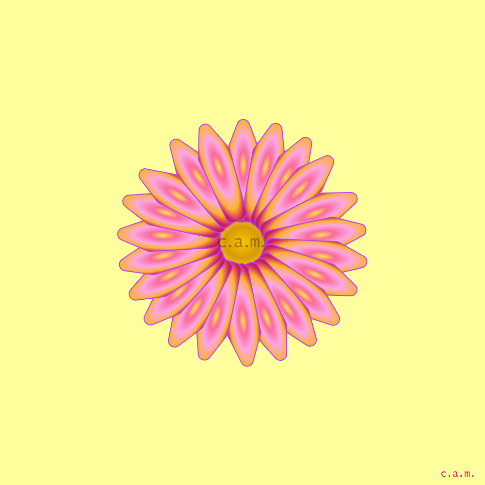 radial flower on canary background