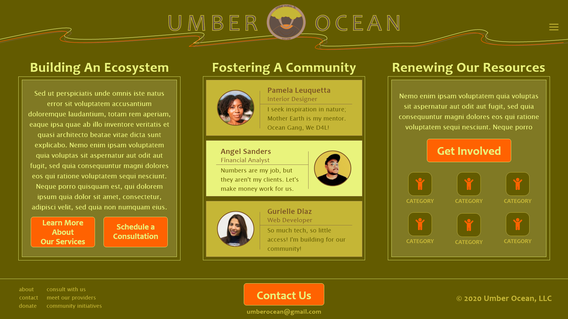 umber ocean web page concept